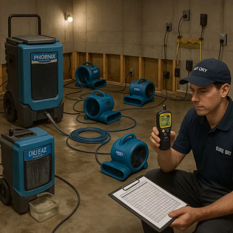 Structural Drying and Dehumidification process in Mounds View, MN
